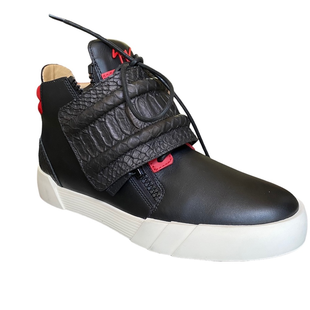 Giuseppe Zanotti Men’s Hi-top leather sneakers Croc Strap Size 43 (US 10) NIB